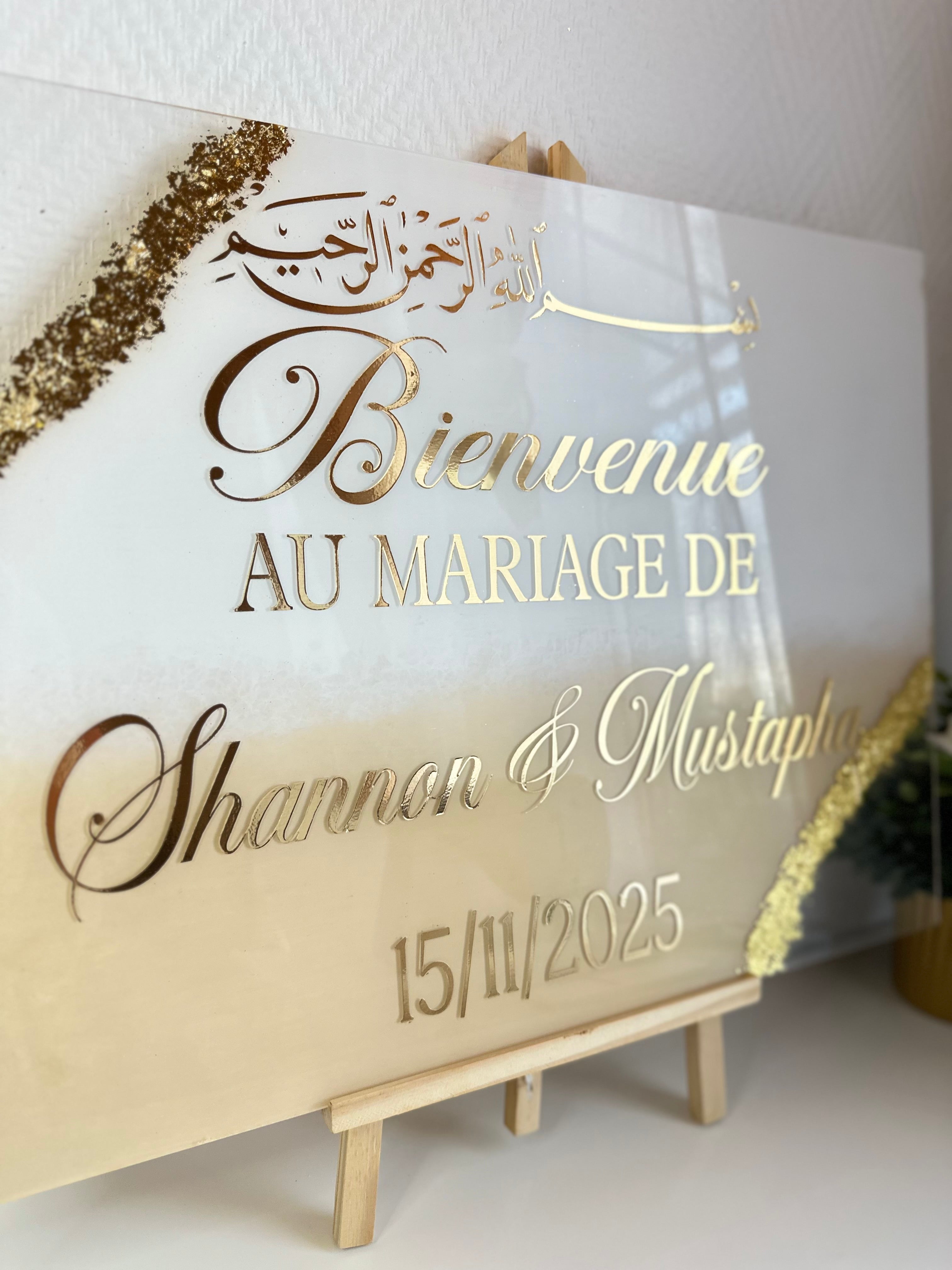 Panneau de bienvenue gold doré